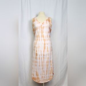 Women's Sonoma White and Peach Tie Dye Sleeveless Maxi Dress Size L
